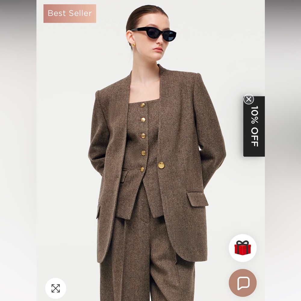 Brown Tailored Wool Blazer